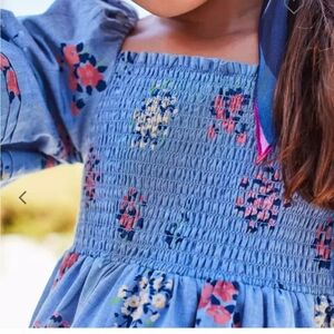 Janie and Jack Floral Smocked Bubble Sleeve Dress Size 7